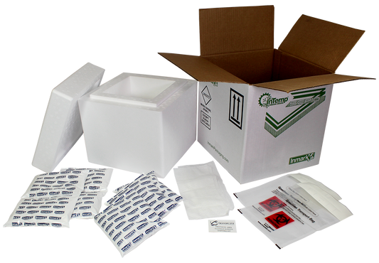 Sepio® (4 Pk) : ME-H2402RV06BMT : Exempt Human Specimen Refrigerated Shipper with Aquipak & 95 kPa Bags (Max Payload Dim. 7" x 5" x 3")